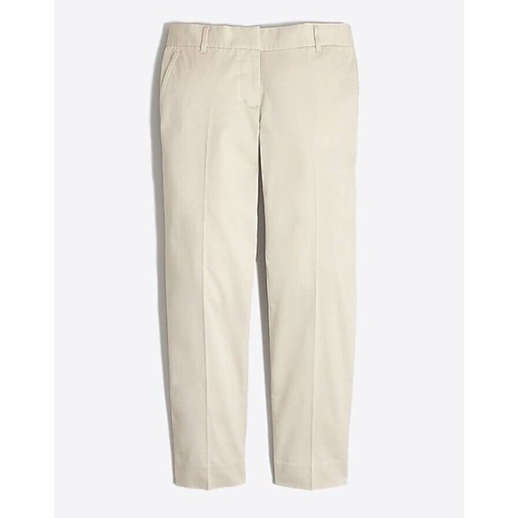 J Crew | Petite Skimmer Pants Size 2 Beige Ankle Crop Cotton Stretch - Picture 1 of 8